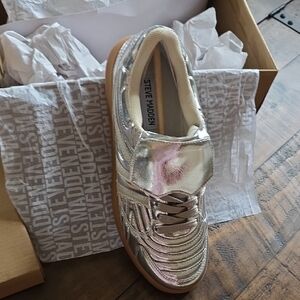 Steve Madden Metallic Silver Sneakers
